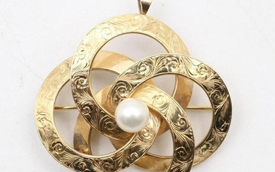 14KY Gold Pearl Pin Pendant