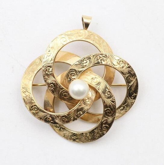 14KY Gold Pearl Pin Pendant