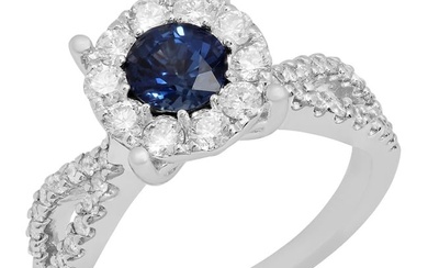 14k White Gold 1.00ct Sapphire 0.78ct Diamond Ring