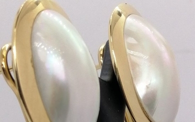 18 kt. Gold - Earrings, pearl mabe pearl mabe