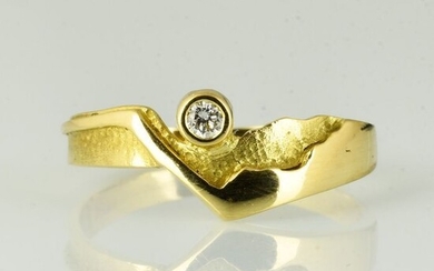 18 kt. Gold - Ring - 0.10 ct Diamond