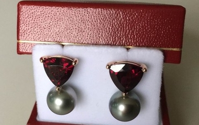 18 kt. Tahitian pearls, 9,4 mm - Earrings