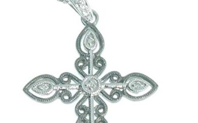 18 kt. White gold - Necklace with pendant - 0.04 ct Diamonds