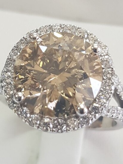18 kt. White gold - Ring - 5.91 ct Diamond