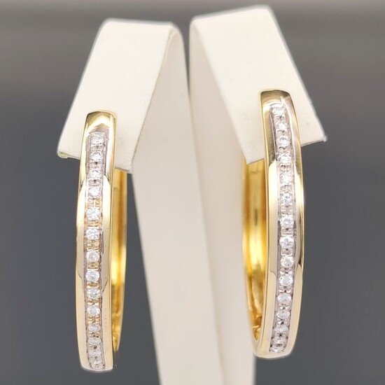 18 kt. White gold, Yellow gold - Earrings - 0.60 ct Diamonds