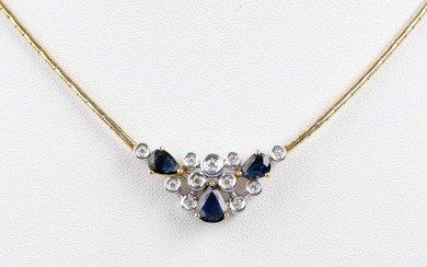 18 kt. Yellow gold - Necklace - 0.58 ct Sapphires - Diamonds