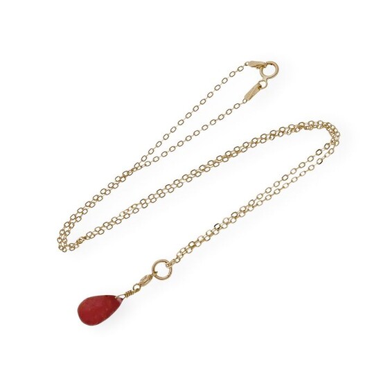 18 kt. Yellow gold - Necklace with pendant - 4.00 ct Ruby - Diamond