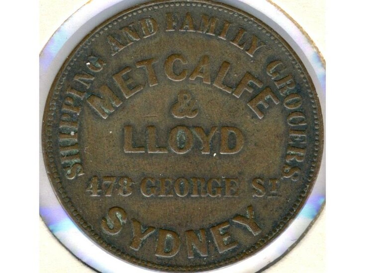 1863 Metcalfe & Lloyd, Sydney One Penny Token