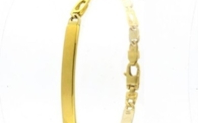 Beautiful bracelet with a customisable plate, made in Italy, in 18 kt (750/1000) yellow and white gold - Weight 13.9 g - Length 20 cm