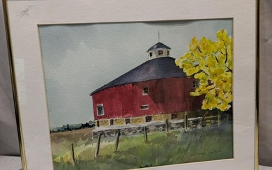 1991 Mary Burant Signed Farmhouse Watercolor Painting