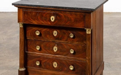 19TH C. FRENCH EMPIRE MARBLE TOP DIMINUTIVE CHEST