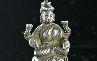 19th C. Indian Silver Amulet of Sarasvati