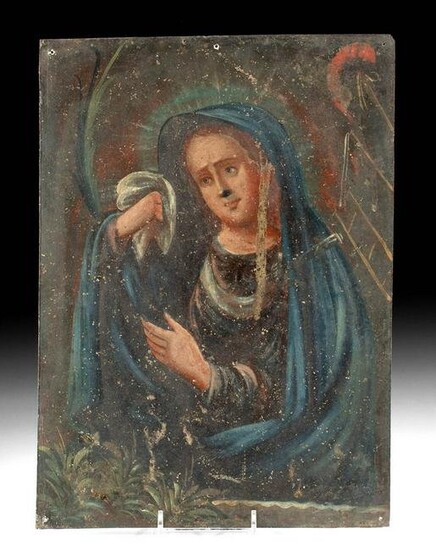 19th C. Mexican Tin Retablo - Our Lady of Sorrows