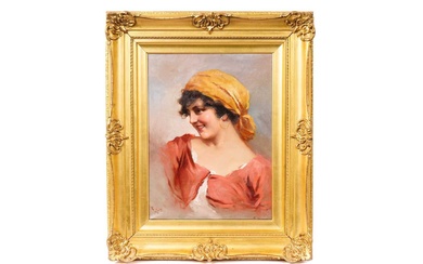 19th Century Italian School - Portrait of a Girl with Gold Earring | oil