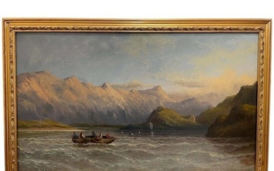 19th Century Oil Painting Scottish Highlands Loch Lomond Signed F W Bartholomew