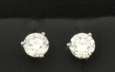 1ct Natural Diamond Stud Earrings in Platinum Settings