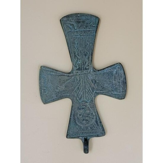 Ab Ancient Bronze Byzantine Reliquary Cross 6-8th C