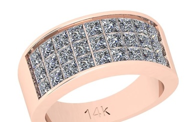 2.16 Ctw SI2/I1 Diamond 14K Rose Gold Groom Band Ring