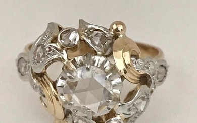 18 kt. Platinum, Yellow gold - Ring Diamond - Diamonds