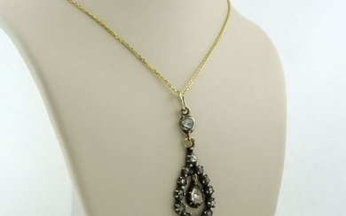 14 kt. Gold, Silver - Necklace with pendant - 0.80 ct Diamond