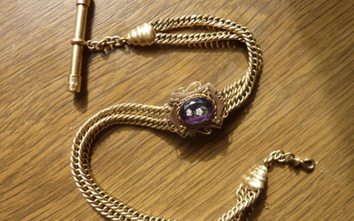 Superb and rare solid gold chain (chatelaine), 19th century, for pocket watches