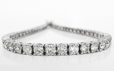 3.55 ct vs diamonds eternity tennis bracelet - 14 kt. White gold - Bracelet Diamond - Diamonds, AIG Certified No Reserve