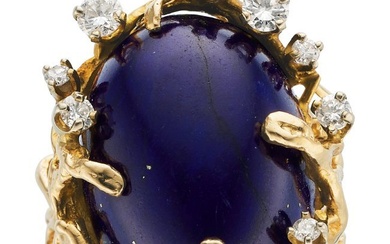 55389: Lapis Lazuli, Diamond, Gold Ring Stones: Lapis