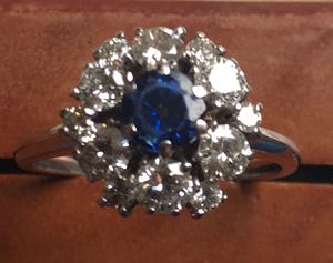 585 witgoud White gold - Ring Sapphire - Diamond, Sapphire
