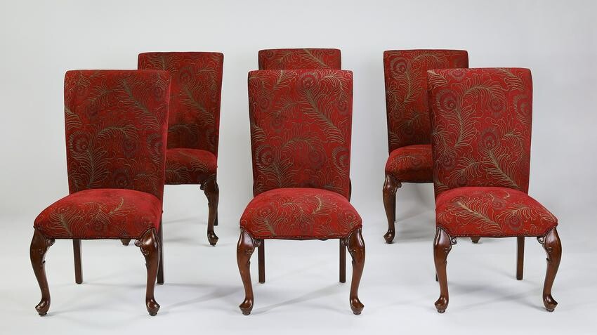 (6) Regency style upholstered side chairs