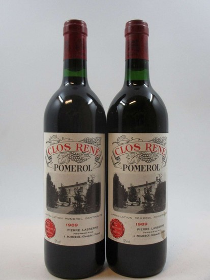 6 bouteilles CHÂTEAU CLOS RENE 1989 Pomerol (étiquettes tachées