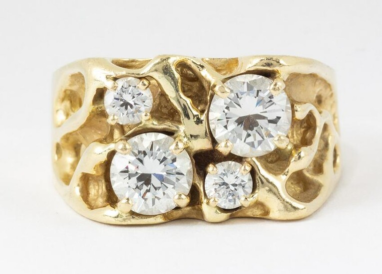 Diamond, 14k yellow gold ring