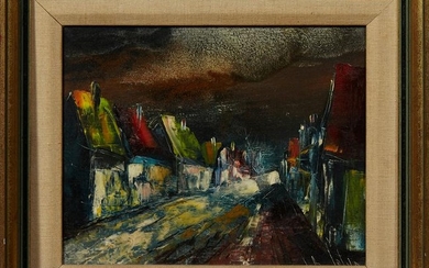 J. V. Dolva, "Continental Street Scene," 20th c., oil