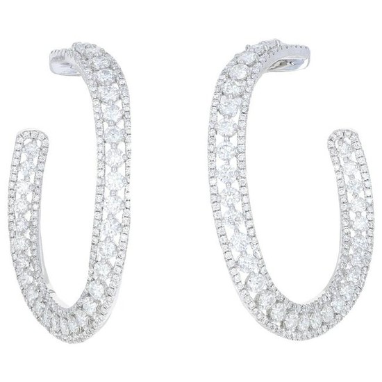 7.72 Carat White Gold Diamond Hoop Earrings