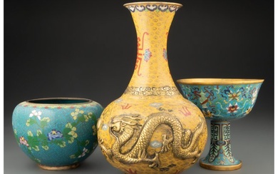 78089: A Group of Three Chinese Cloisonné Vessels Mark