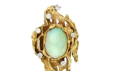 Erwin Pearl Opal and Diamond Pin/Pendant