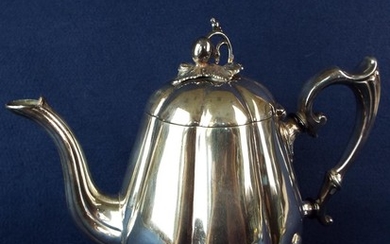 Excellent quality Britannia metal Silver plate teapot . Insulated handle. Victorian era.
