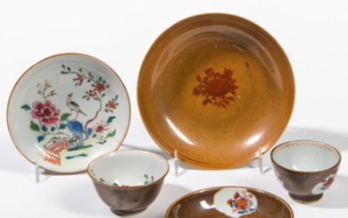 Five Export Batavia Brown-glazed Dishes and Cups