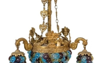 A French Glass Beaded Four-Light Chandelier