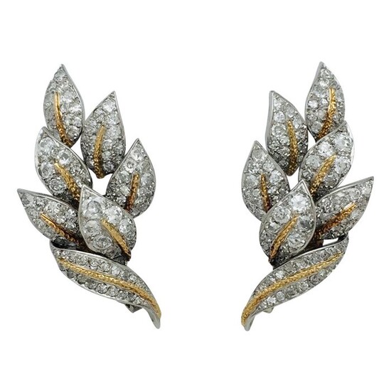 950 Platinum, Yellow gold - Earrings - 4.80 ct Diamond