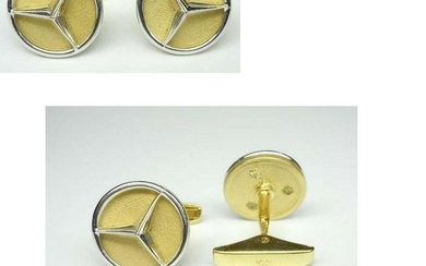 9Ct Gold MERCEDES BENZ CUFF LINKS SATIN FINISH A Stunning Vintage Pair of Gentleman's 9ct Yellow