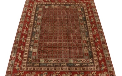 9'x 12'1 Hand-Knotted Indo-Persian Pazyryk Pictorial Room Sized Rug, 2010s
