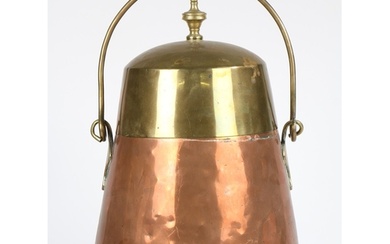 A 19TH CENTURY BRASS AND COPPER DOOFPOT, DUTCH. Of typical f...