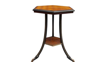 A 19TH CENTURY HEXAGONAL TOP LAMP TABLE