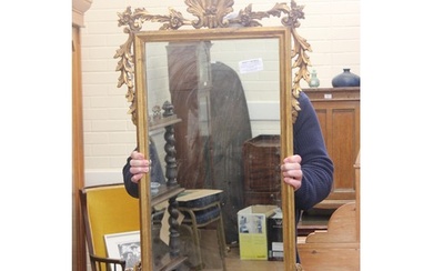 A 19th century gilt framed wall mirror with shell crest, 60c...