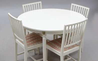 A 5-piece Gustavian style dining group, 20th century.