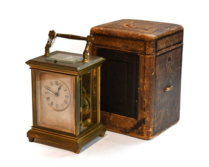 A Brass Striking and Repeating Carriage Clock,...