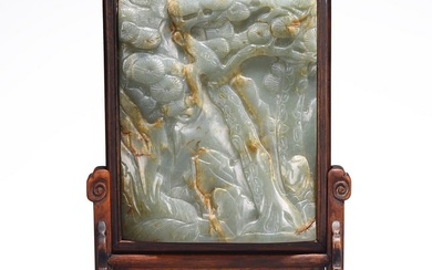 A CHINESE CELADON JADE TABLE SCREEN