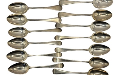 A COLLECTION OF GEORGIAN AND LATER DESSERT SPOONS Plain for...