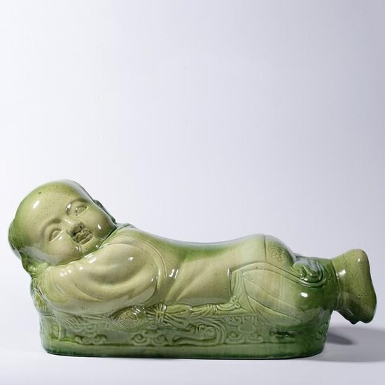 A Chinese Green Glaze Porcelain Pillow