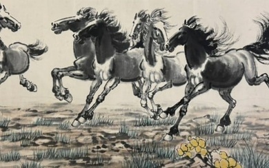 A Chinese Painting of Horses on Paper